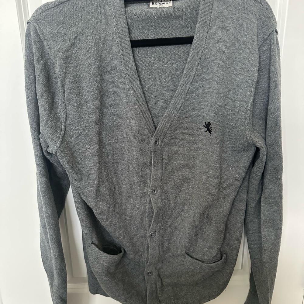 Express Gray Men's Cardigan Sweater